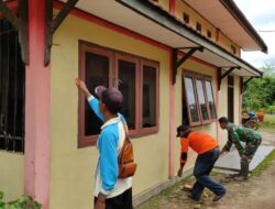 Satgas TMMD ke 120 Bantu Mengecat Untuk Mempercantik Kantor Kelurahan