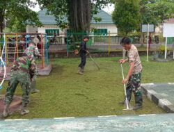 Kodim 1015/Sampit Laksanakan Jum’at Bersih Memebersihkan TK Kartika