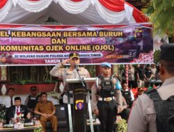 Kapolres Kotim Pimpin Apel Kebangsaan Bersama Buruh dan Komunitas Ojol